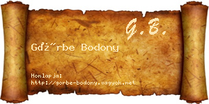 Görbe Bodony névjegykártya